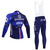 Fietskleding (Fietsshirt Lange Mouw + Lange Koersbroek) 2025 Groupama-FDJ - Zwart Blauw